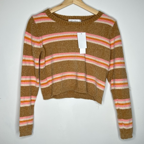NEW Nordstrom All In Favor Nordstrom Stripe Crop Chenille Sweater xs - Picture 2 of 4
